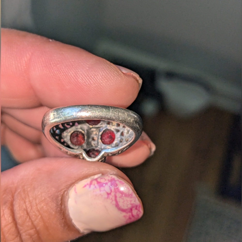 Vintage Designer CNA Garnet Sterling Silver Ring - Picture 6 of 13